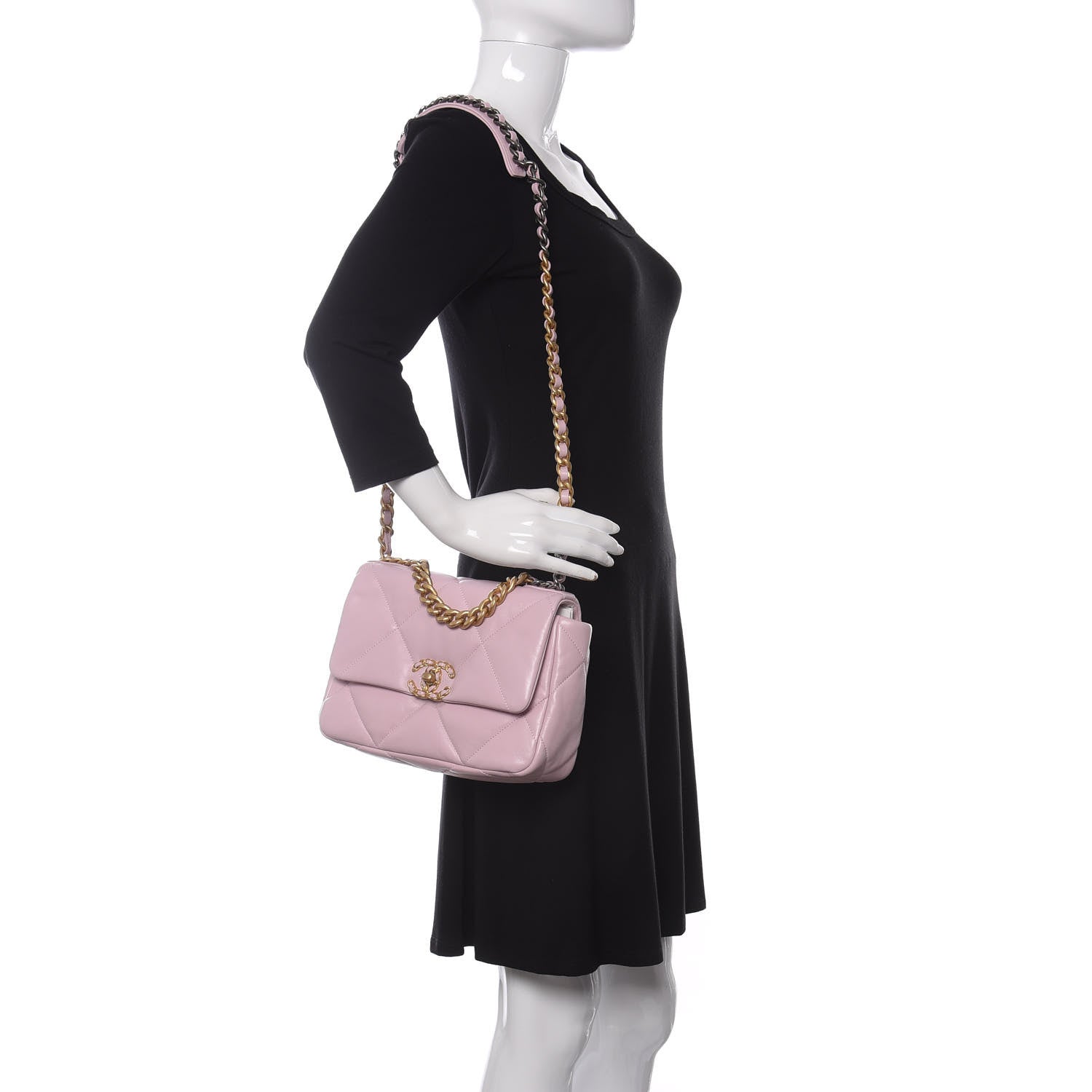 Chanel Lambskin Quilted Medium Chanel 19 Flap Light Pink 2 of 10