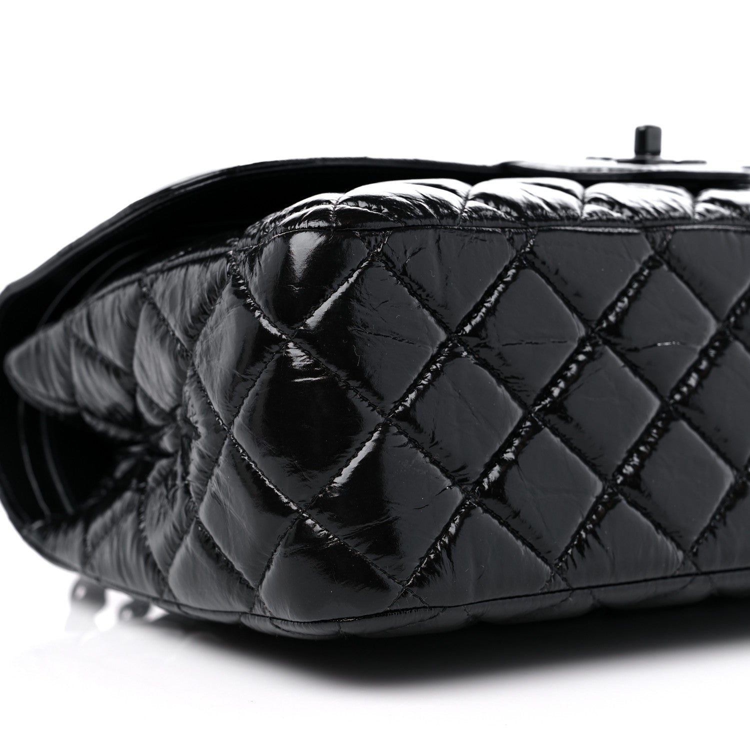 Chanel Shiny Distressed Calfskin Quilted Jumbo Double Flap So Black 8 of 9