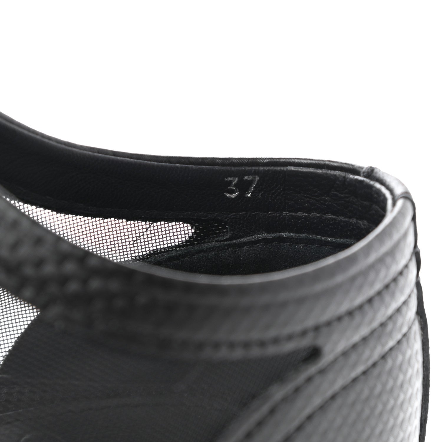 Chanel Embossed Calfskin Mesh Lace Up Sneakers 37 Black 7 of 7