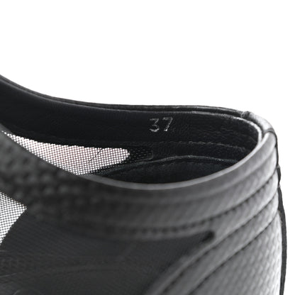 Chanel Embossed Calfskin Mesh Lace Up Sneakers 37 Black 7 of 7