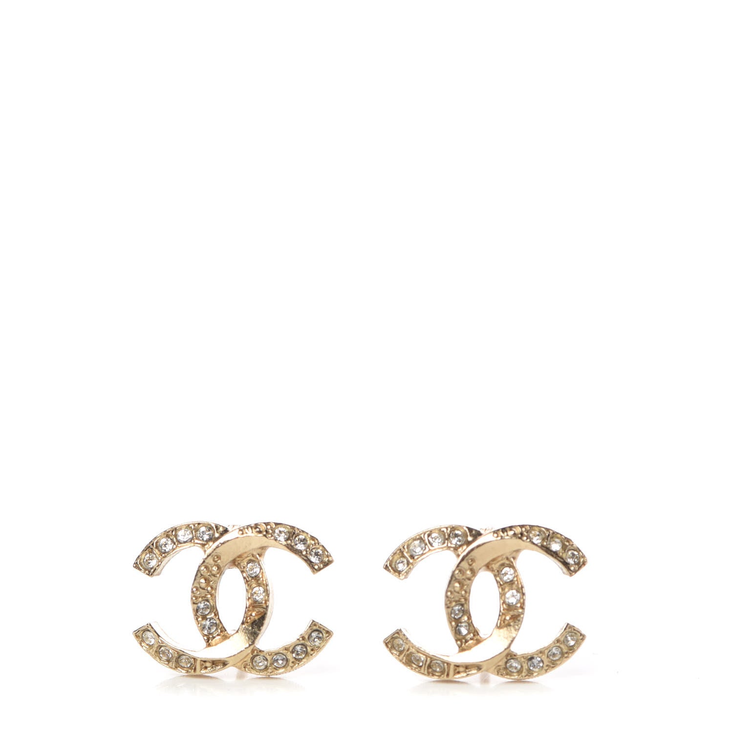 Chanel Crystal CC Earrings Light Gold 1 of 6