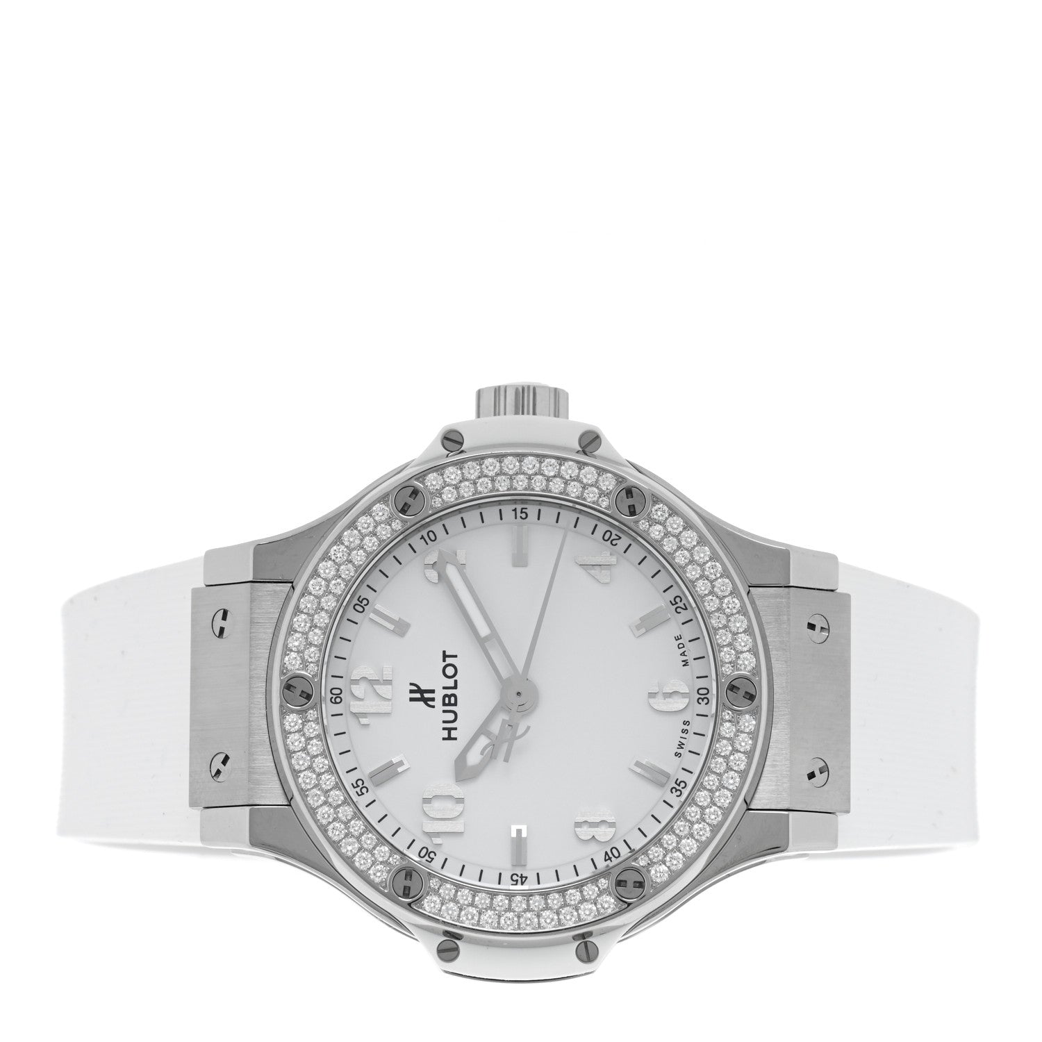 Hublot Stainless Steel Rubber Diamond Pave Bezel 38mm Big Bang Quartz Watch White 361.SE.2010.RW.1104 2 of 5