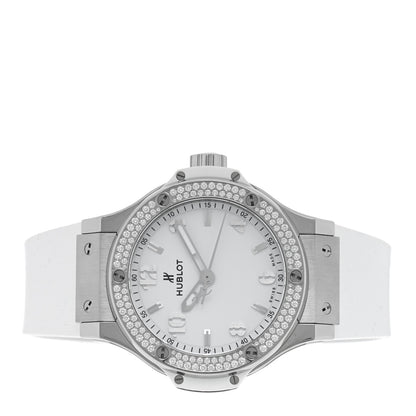 Hublot Stainless Steel Rubber Diamond Pave Bezel 38mm Big Bang Quartz Watch White 361.SE.2010.RW.1104 2 of 5