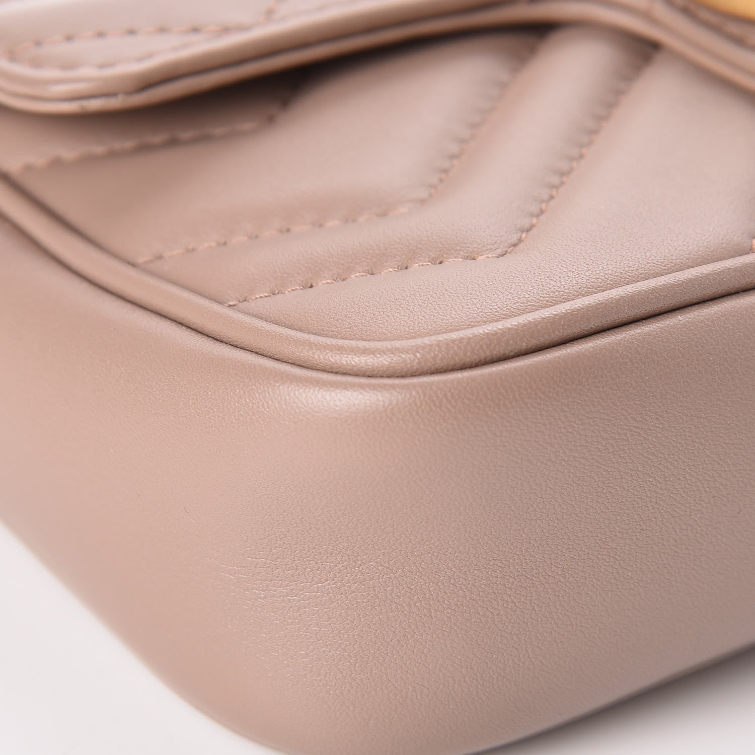 Gucci Calfskin Matelasse Super Mini GG Marmont Shoulder Bag Porcelain Rose 9 of 10