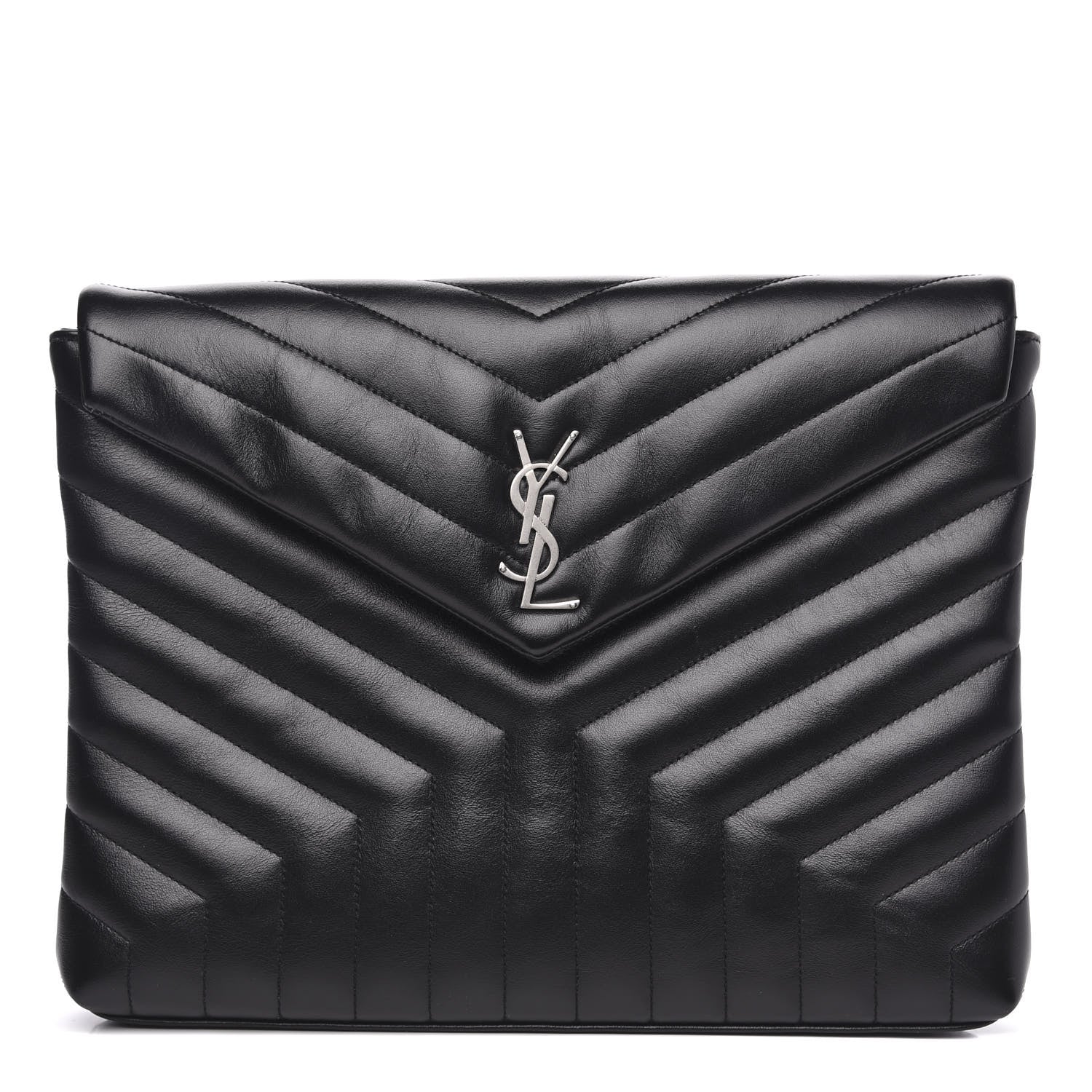 Saint Laurent Calfskin Y Quilted Monogram Loulou Document Holder Black 1 of 11