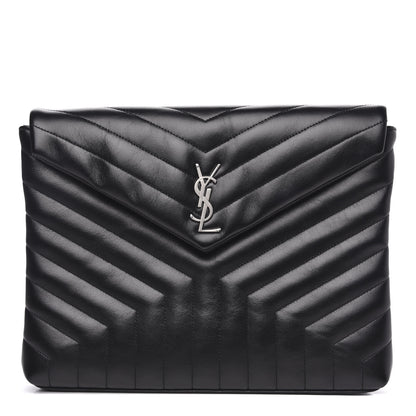 Saint Laurent Calfskin Y Quilted Monogram Loulou Document Holder Black 1 of 11