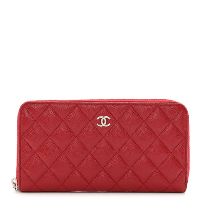 Chanel Caviar Quilted Large Gusset Zip Around Wallet Red 1 of 9