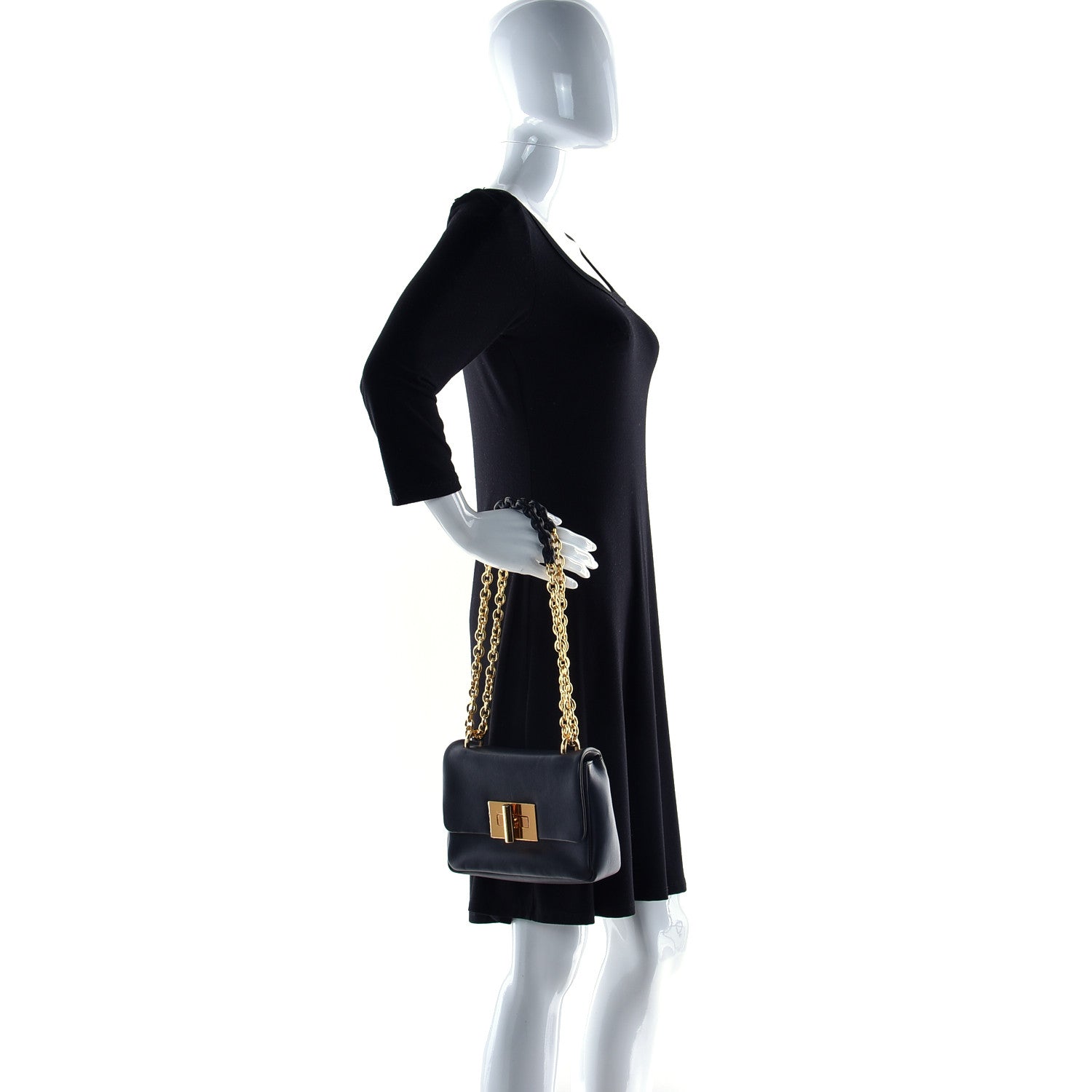 Tom Ford Calfskin Natalia Chain Bag Black 2 of 12
