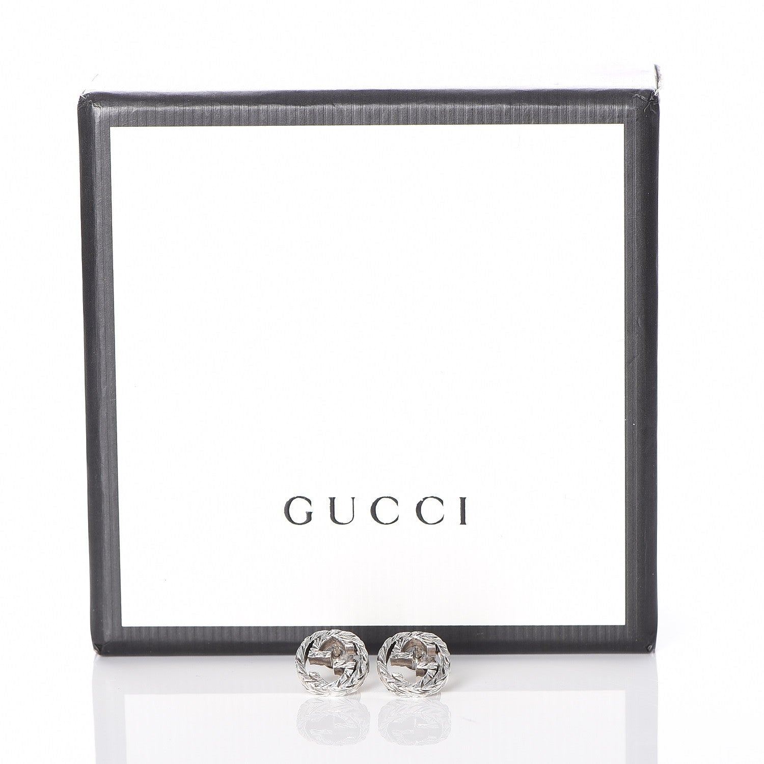 Gucci Sterling Silver Textured Interlocking G Stud Earrings 5 of 5