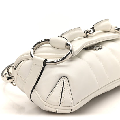 Gucci Nappa Vertical Matelasse Small Maxi Horsebit Chain Shoulder Bag Great White 8 of 9