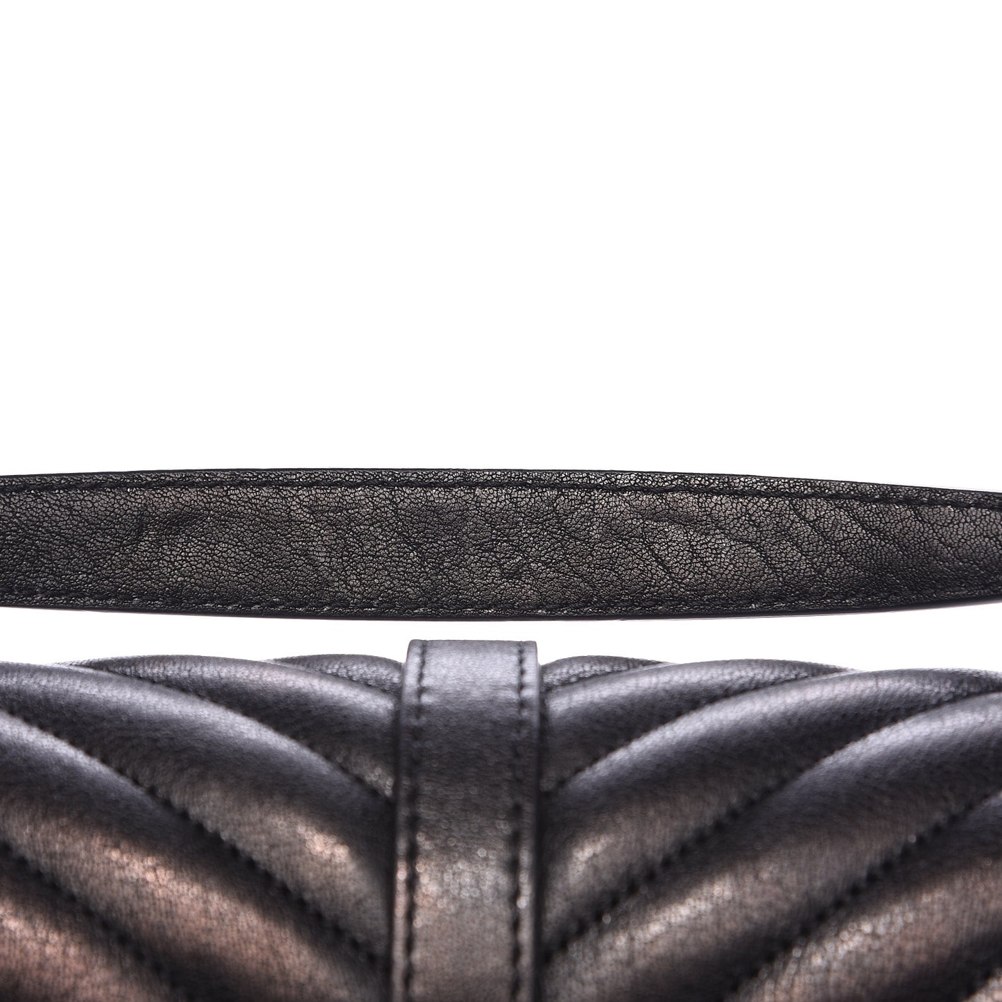 Sheepskin Matelasse Chevron Monogram Medium College Bag Black