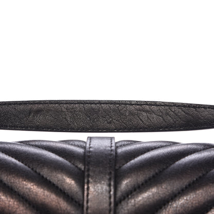Saint Laurent Sheepskin Matelasse Chevron Monogram Medium College Bag Black 13 of 16