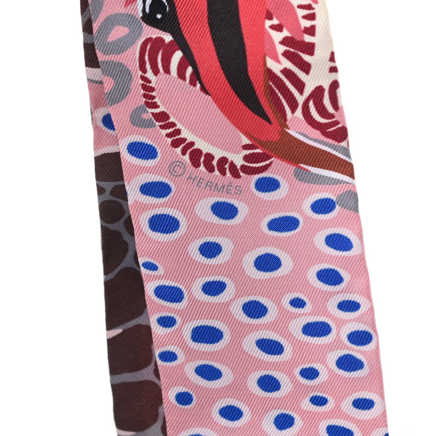 Silk Under The Waves Twilly Aqua Rose Poudre Brun