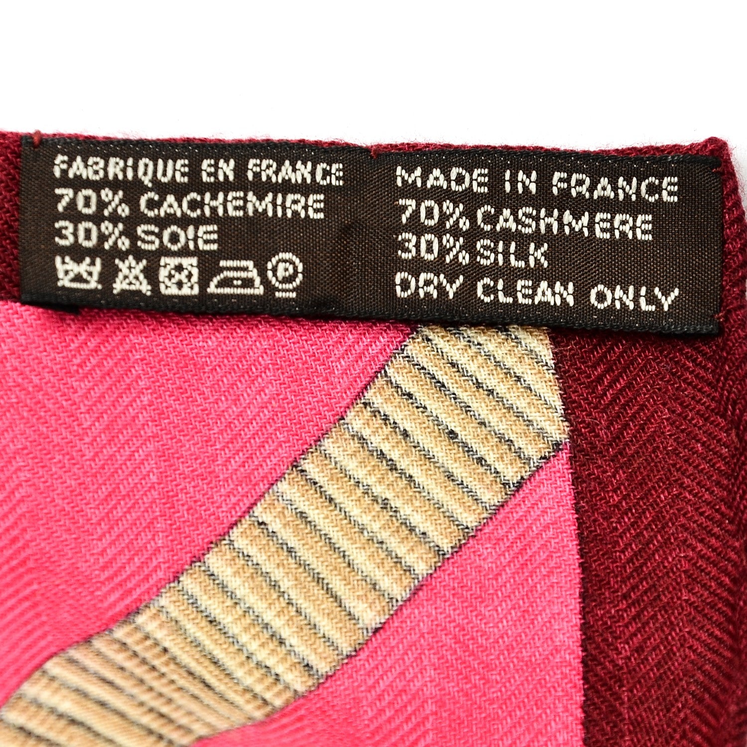 Hermes Cashmere Silk Balade En Berline Shawl 140 Fuchsia Orange Rose Pale 7 of 7