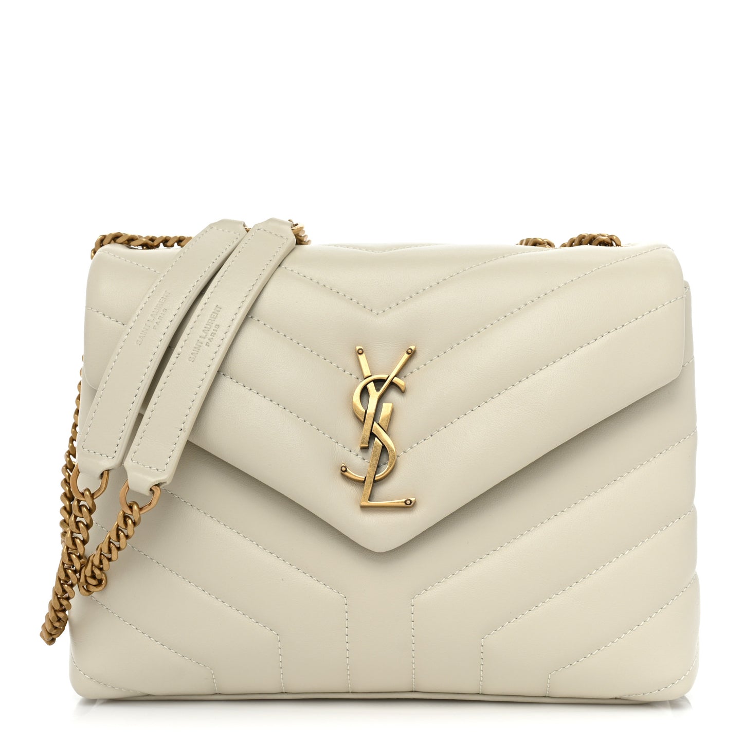 Calfskin Y Quilted Monogram Small Loulou Chain Satchel Crema Soft