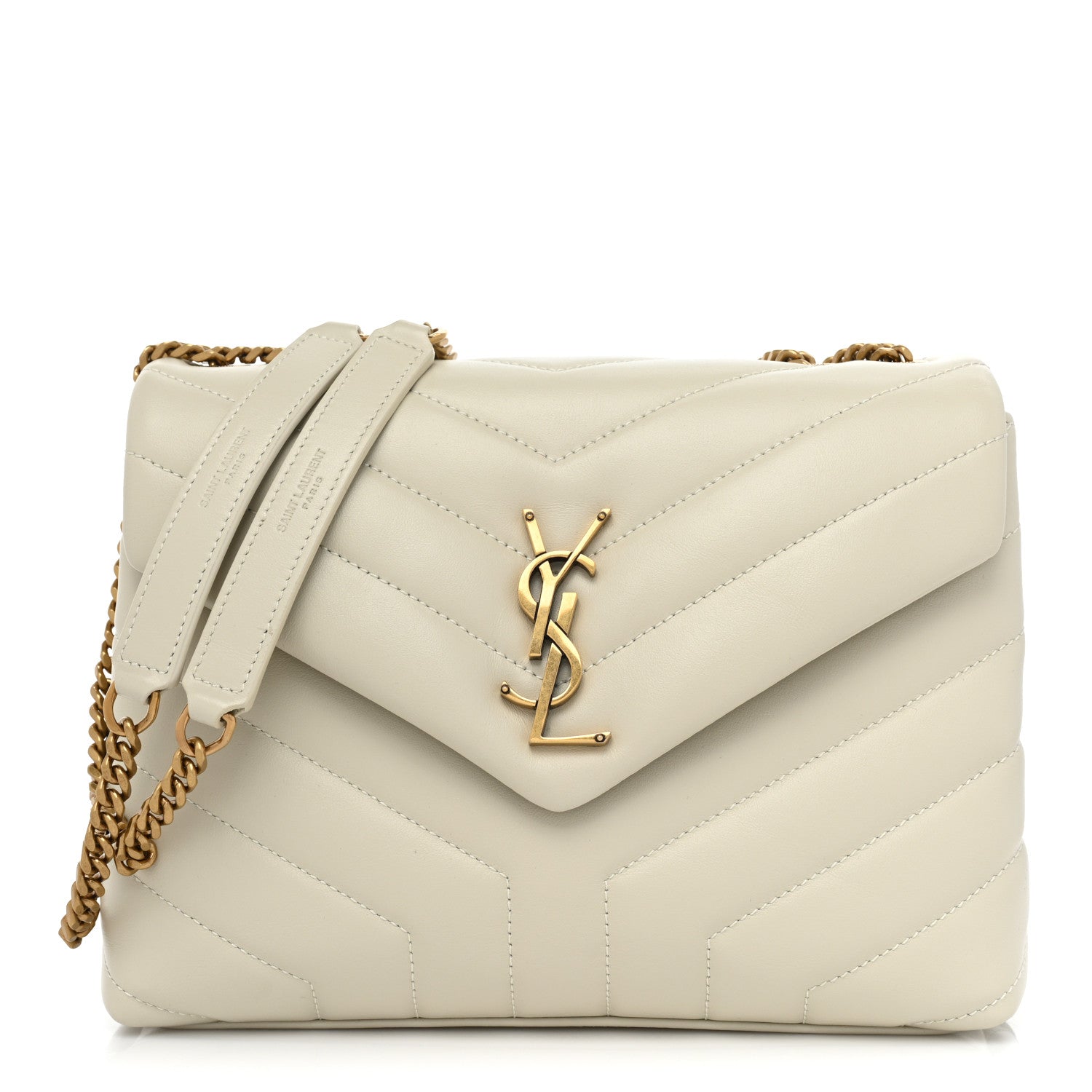 Saint Laurent Calfskin Y Quilted Monogram Small Loulou Chain Satchel Crema Soft 1 of 10