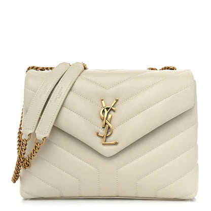 Saint Laurent Calfskin Y Quilted Monogram Small Loulou Chain Satchel Crema Soft 1 of 10