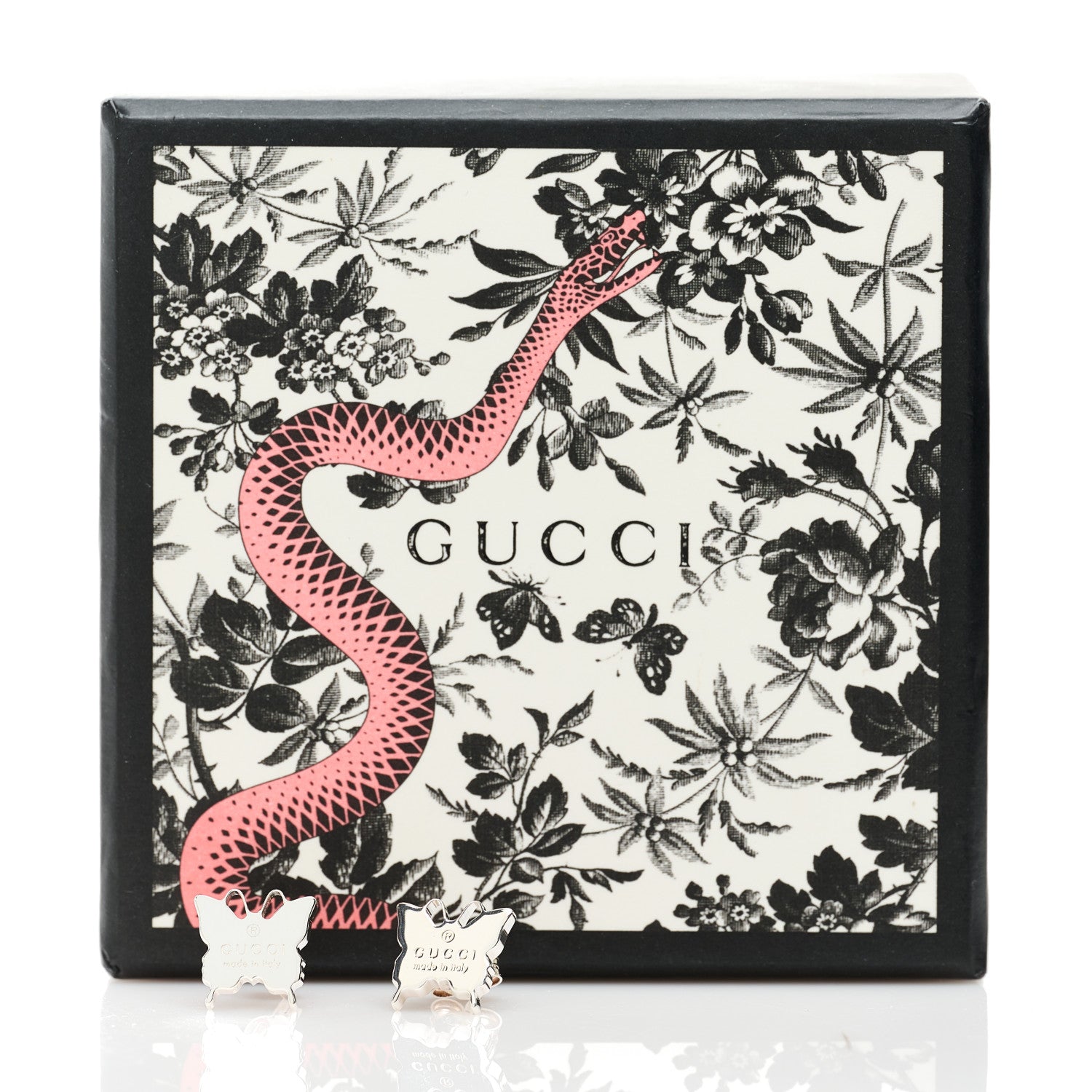 Gucci Sterling Silver Trademark Butterfly Stud Earrings 5 of 5