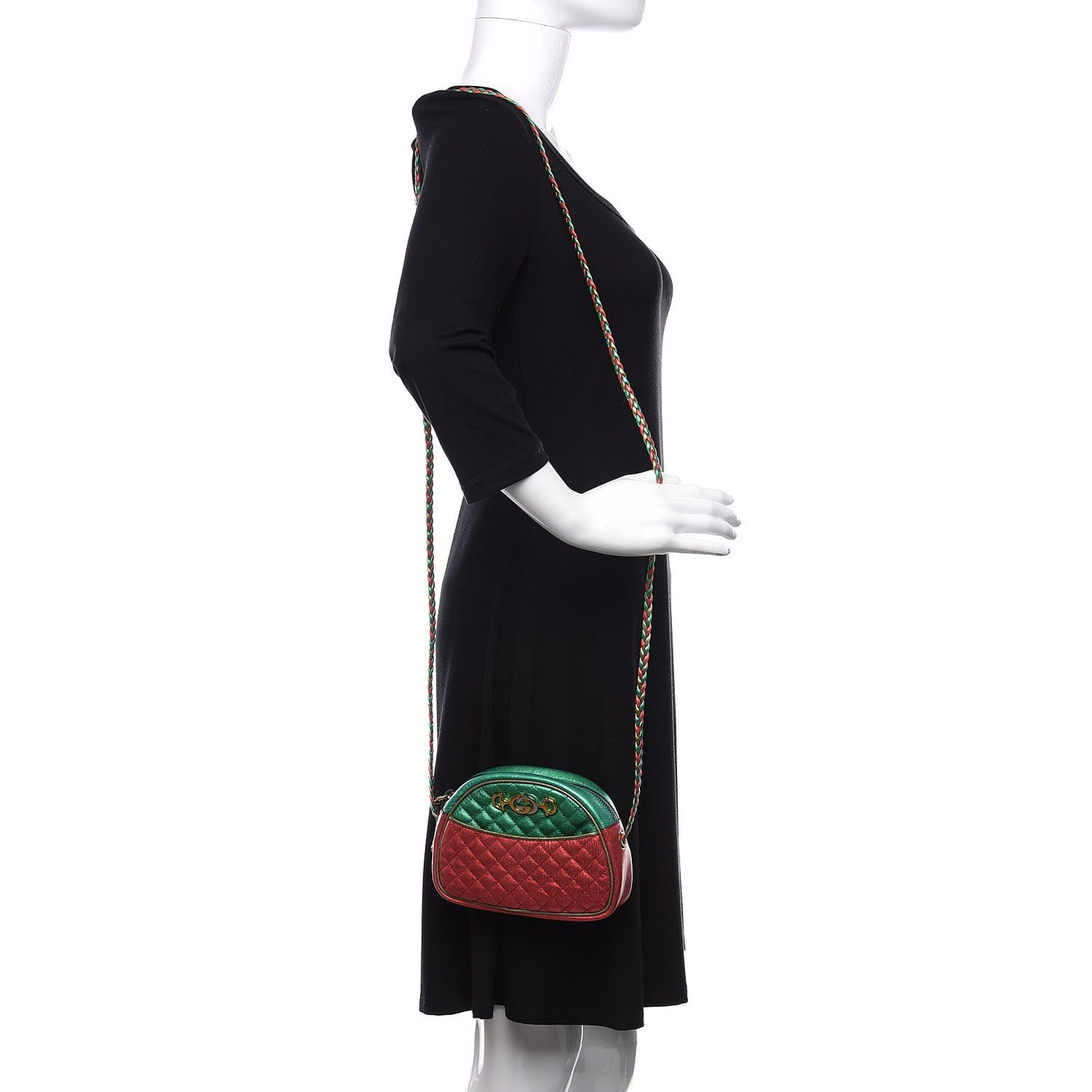 Laminated Nappa Trapuntata Mini Zumi Dome Shoulder Bag Rosso Jasmine Green Rame