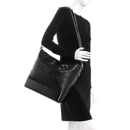 Chanel Aged Calfskin Quilted Large Gabrielle Hobo Black 2 of 8