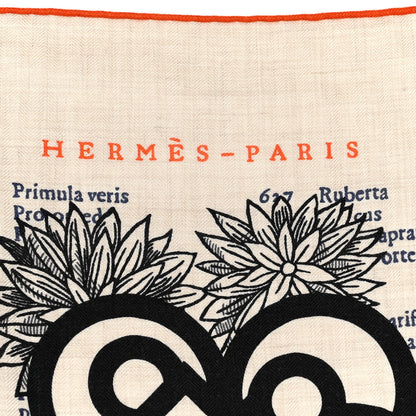 Hermes Cashmere Silk Botanica Grafica Shawl 140 Naturel Black Orange 2 of 3