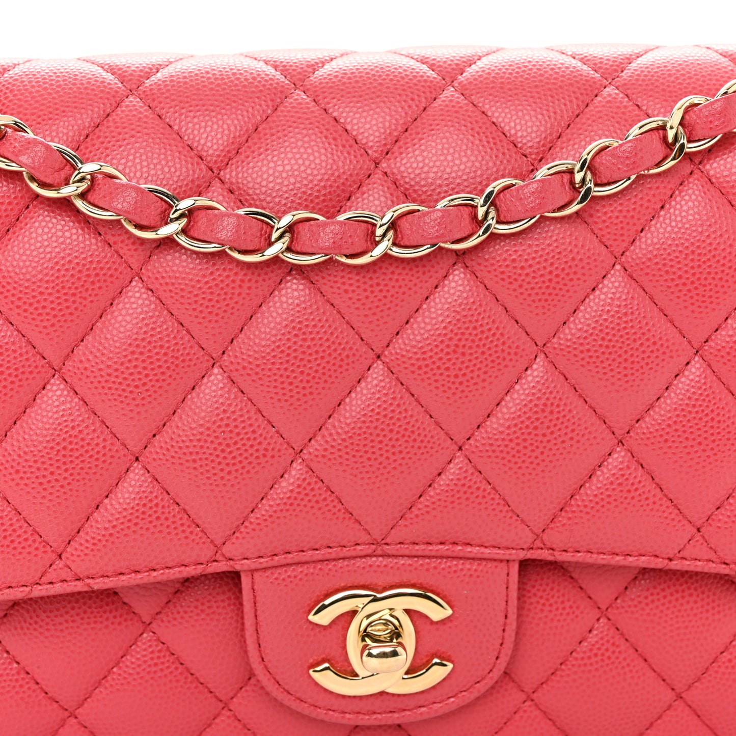 Caviar Quilted Medium Double Flap Dark Pink