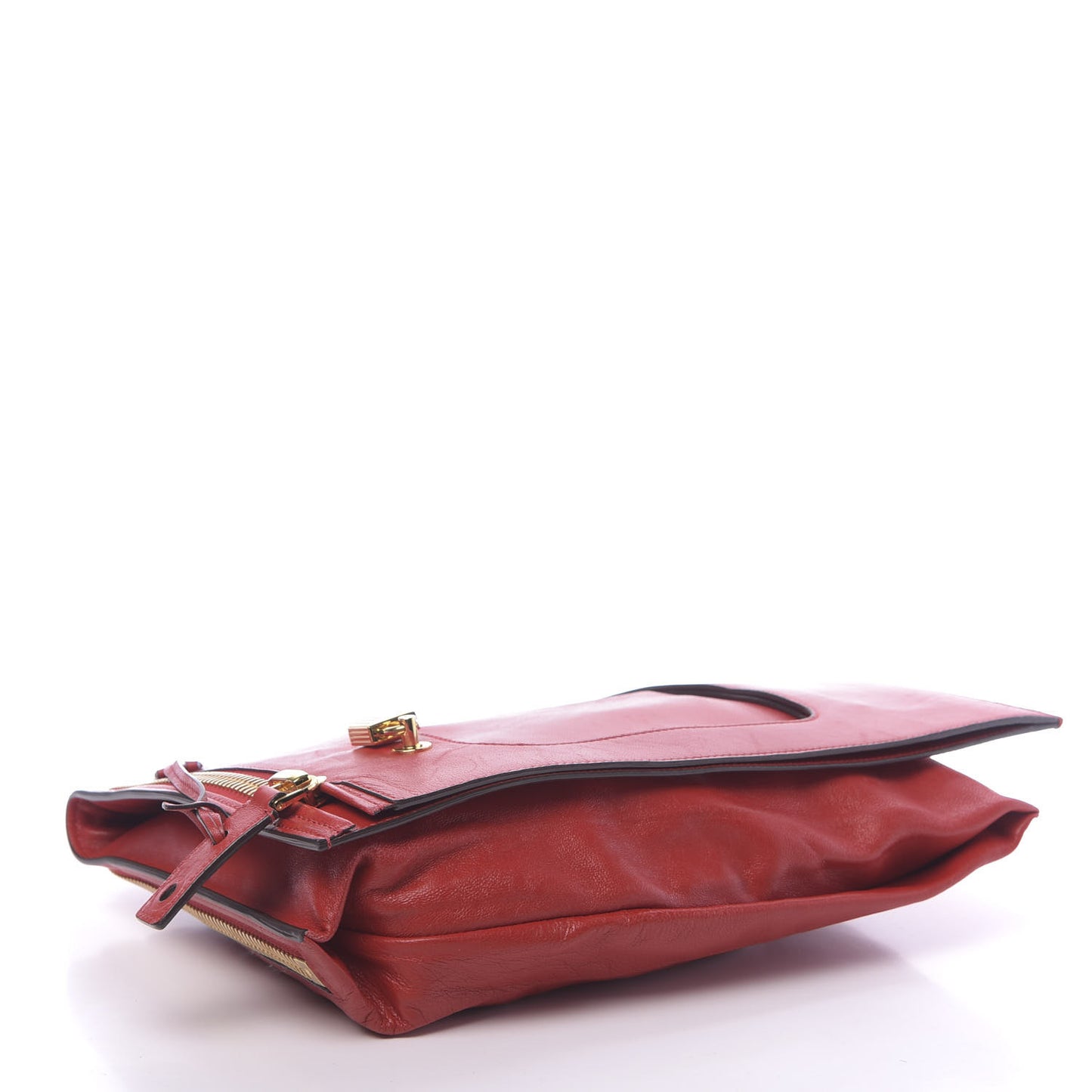 Ramskin Large Alix Padlock Zip Shoulder Bag Flame Red