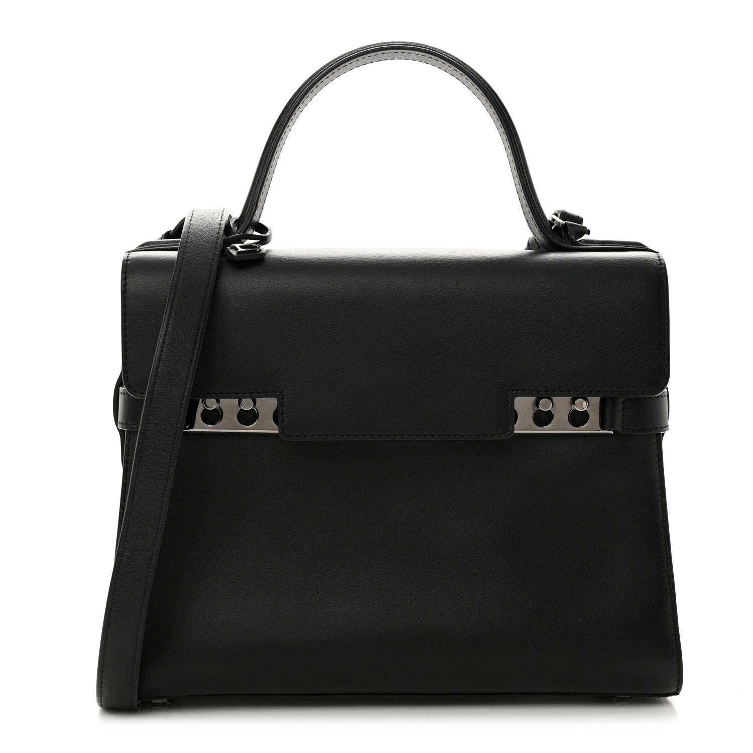 Delvaux Calfskin MM Tempete Satchel Black 1 of 12