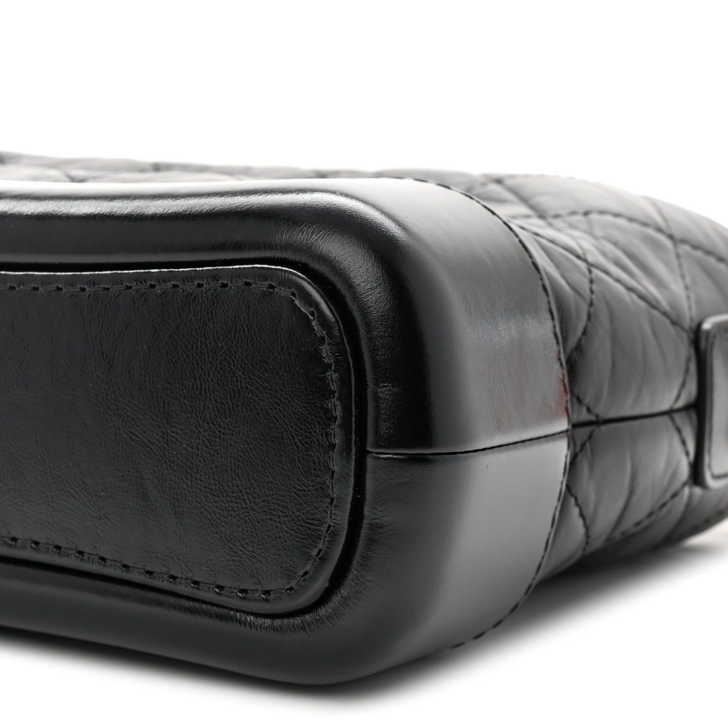 Aged Calfskin Quilted Small Gabrielle Logo Hobo Black