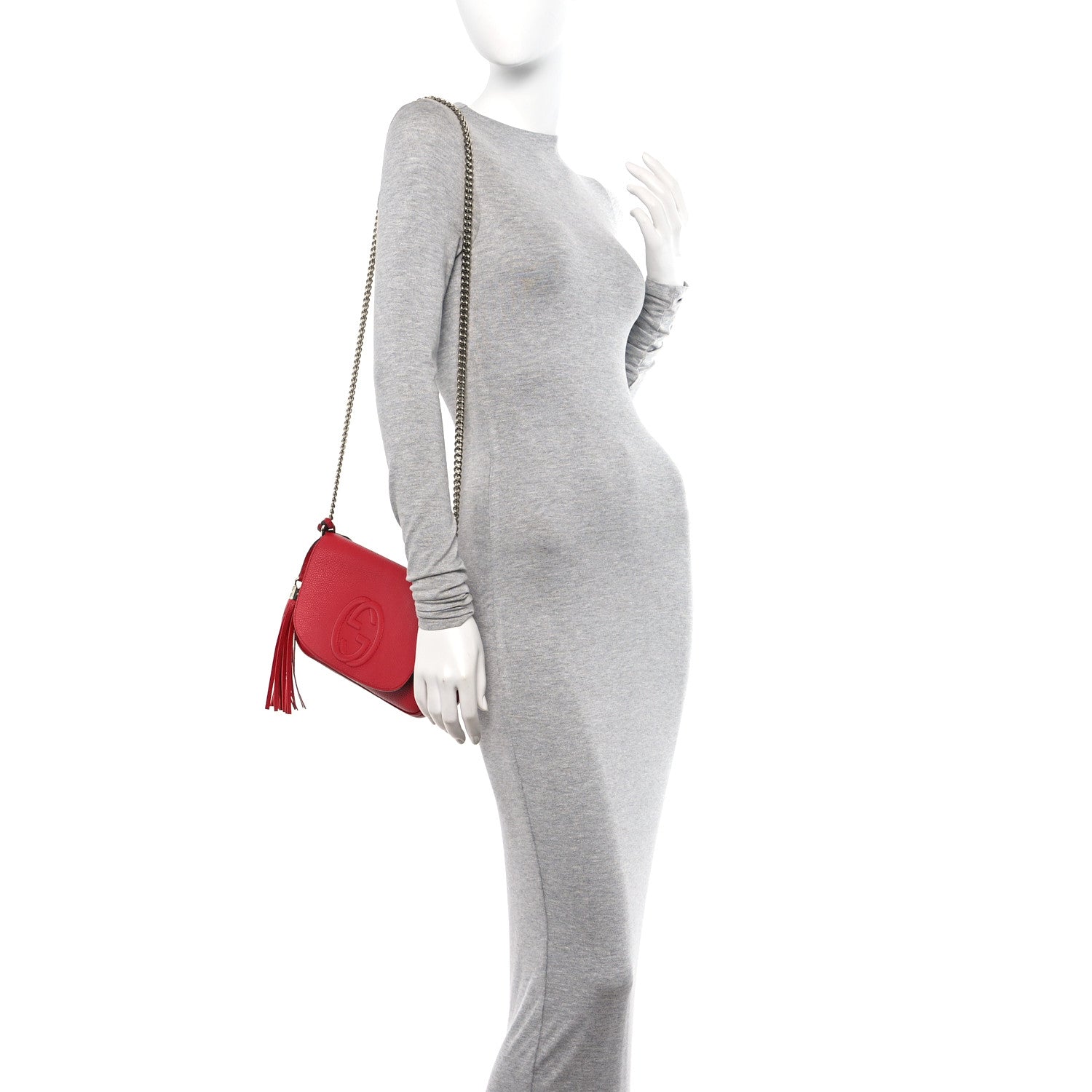 Gucci Pebbled Calfskin Medium Soho Flap Crossbody Vibrant Red 2 of 11