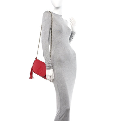 Gucci Pebbled Calfskin Medium Soho Flap Crossbody Vibrant Red 2 of 11