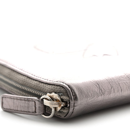 Chanel Metallic Aged Calfskin CC Bow Wallet Silver 10 of 12