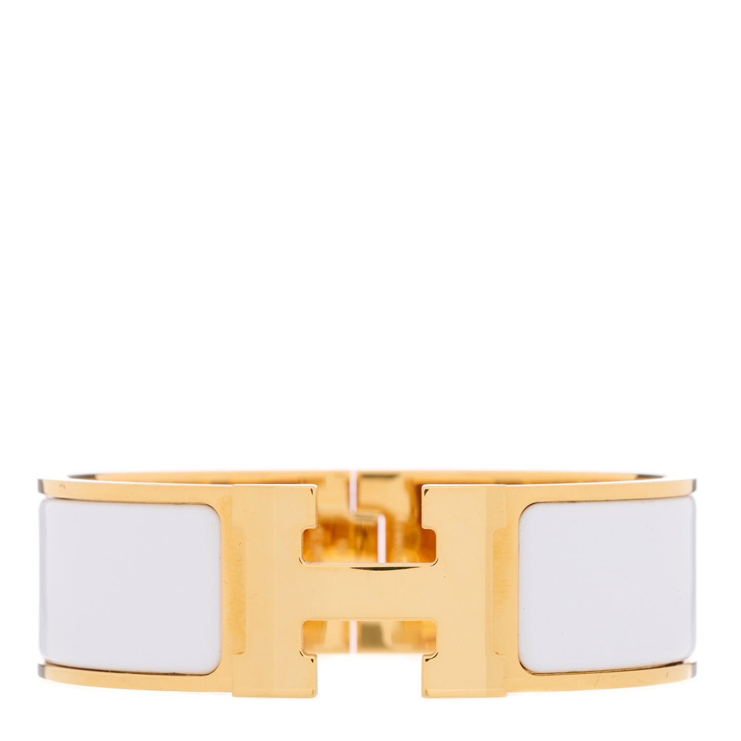 Enamel Wide Clic Clac H Bracelet GM White