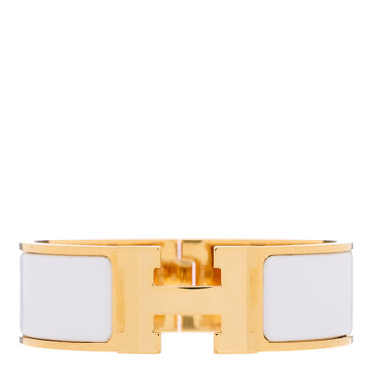Hermes Enamel Wide Clic Clac H Bracelet GM White 1 of 4