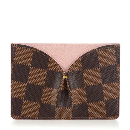 Louis Vuitton Damier Ebene Caissa Card Holder Rose Ballerine 1 of 7