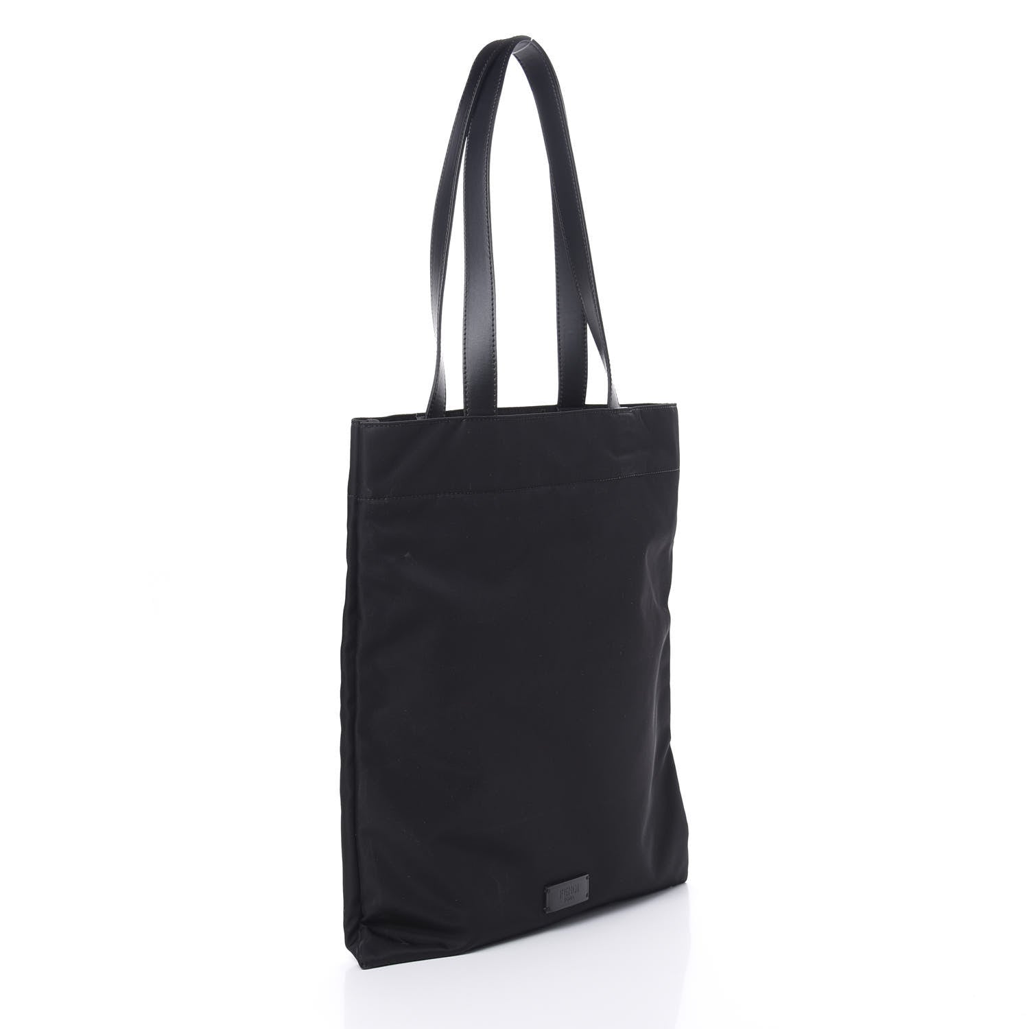 Fendi Nylon Vitello Liberty Century Monster Eyes Slim Tote Black White 3 of 11