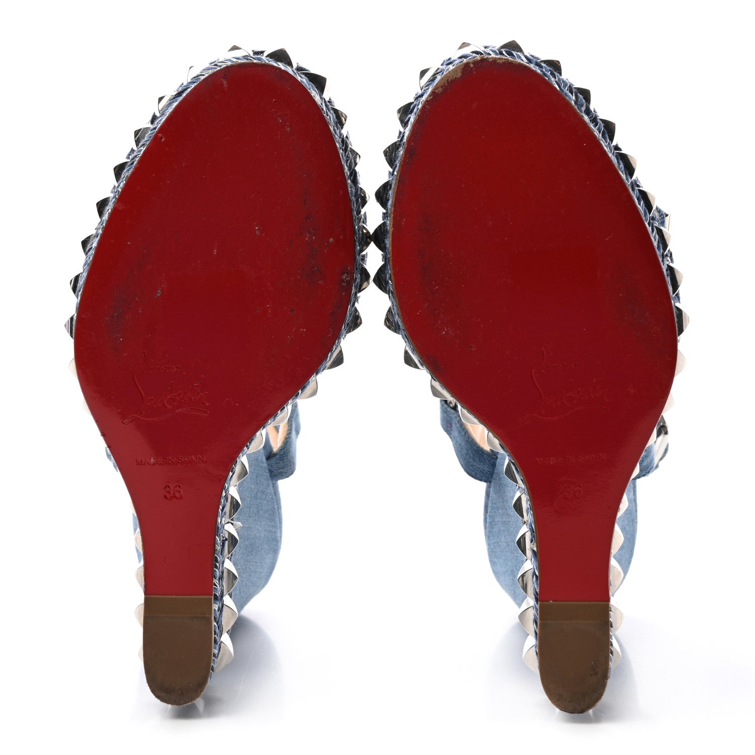Christian Louboutin Denim Cataclou 120 Wedge Sandals 36 Blue 6 of 8