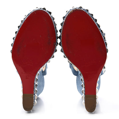 Christian Louboutin Denim Cataclou 120 Wedge Sandals 36 Blue 6 of 8