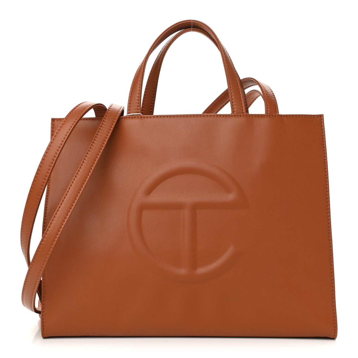 TELFAR Vegan Leather Medium Shopping Bag Tan FASHIONPHILE
