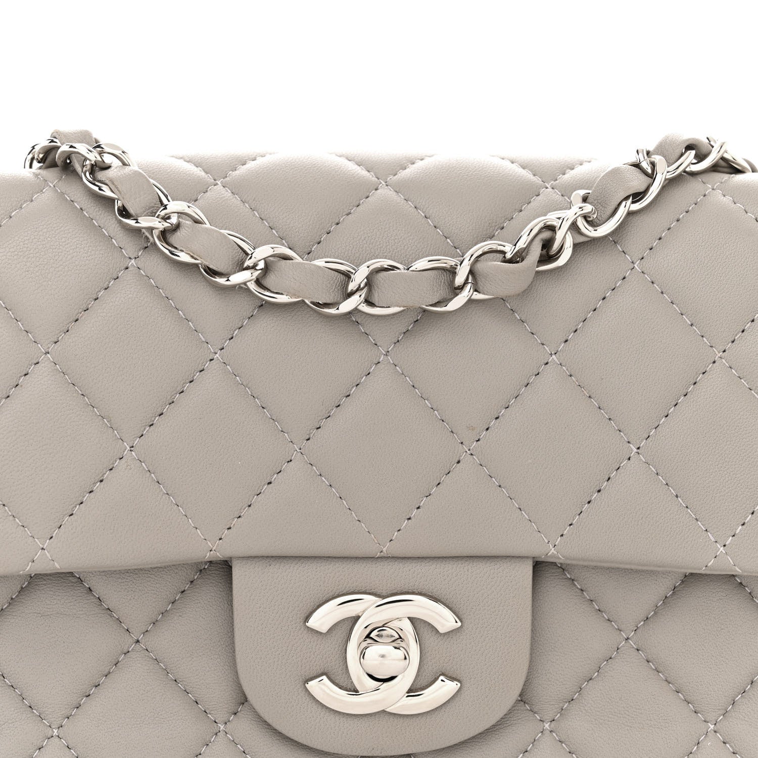 Chanel Lambskin Quilted Mini Rectangular Flap Grey 8 of 11