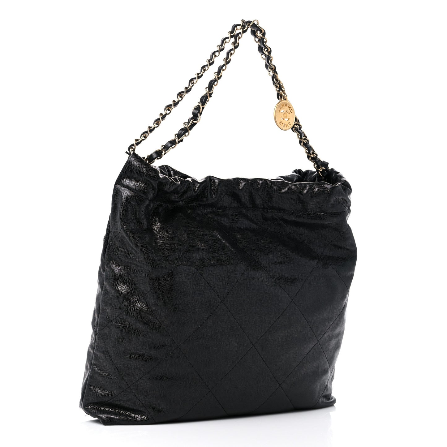 Shiny Caviar Quilted Monochrome Chanel 22 Black