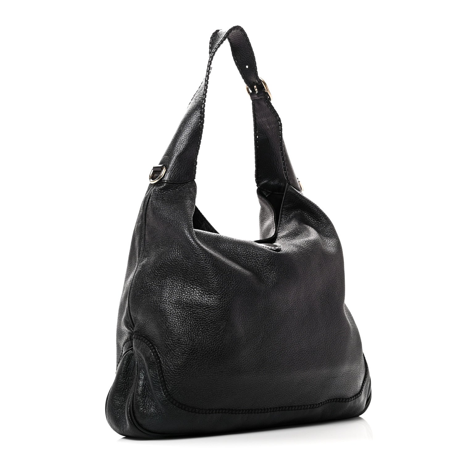 Gucci Pebbled Calfskin Medium New Jackie Shoulder Bag Black
