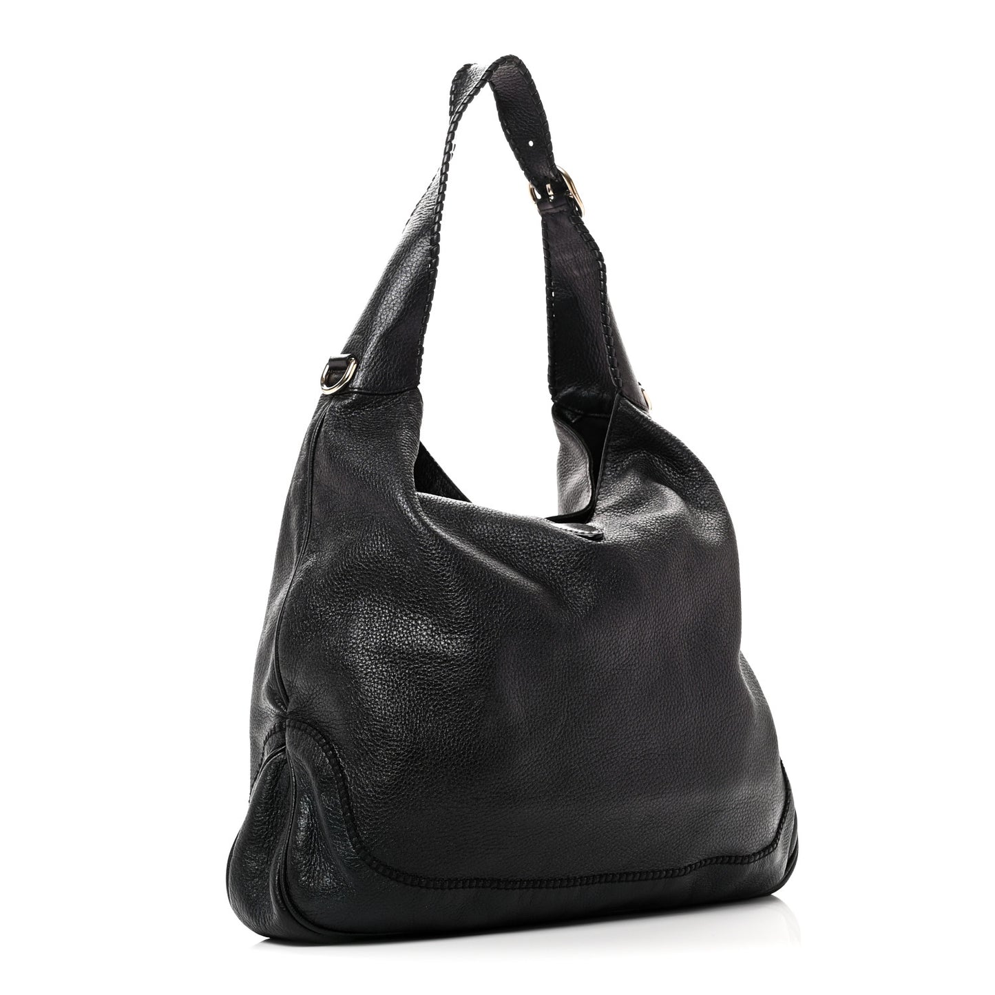 Pebbled Calfskin Medium New Jackie Shoulder Bag Black