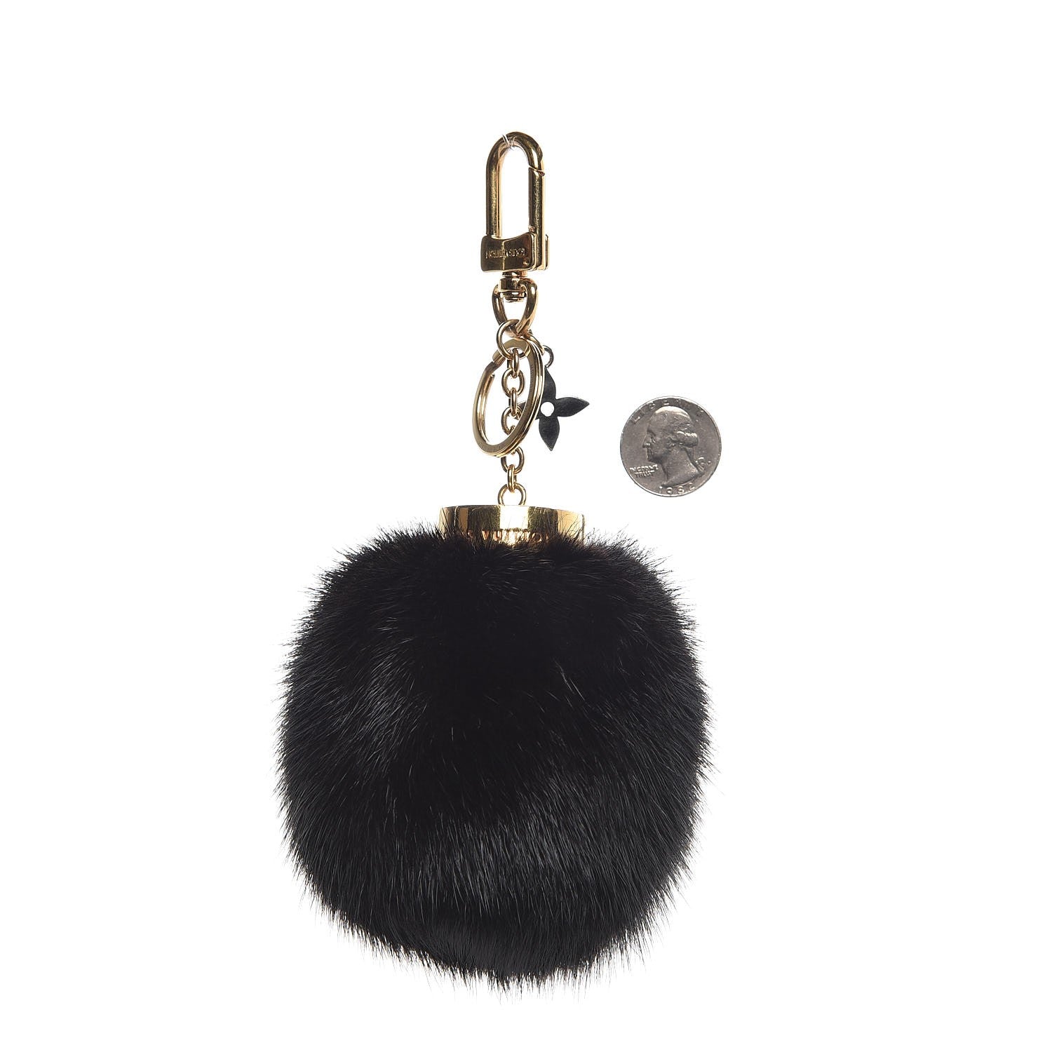Louis Vuitton Mink Fur Bubble V Bag Charm Key Holder Black 2 of 3