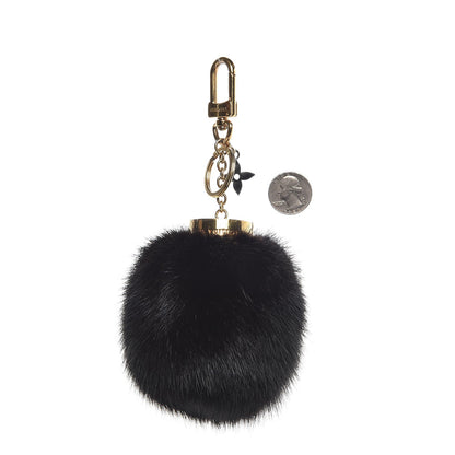 Louis Vuitton Mink Fur Bubble V Bag Charm Key Holder Black 2 of 3