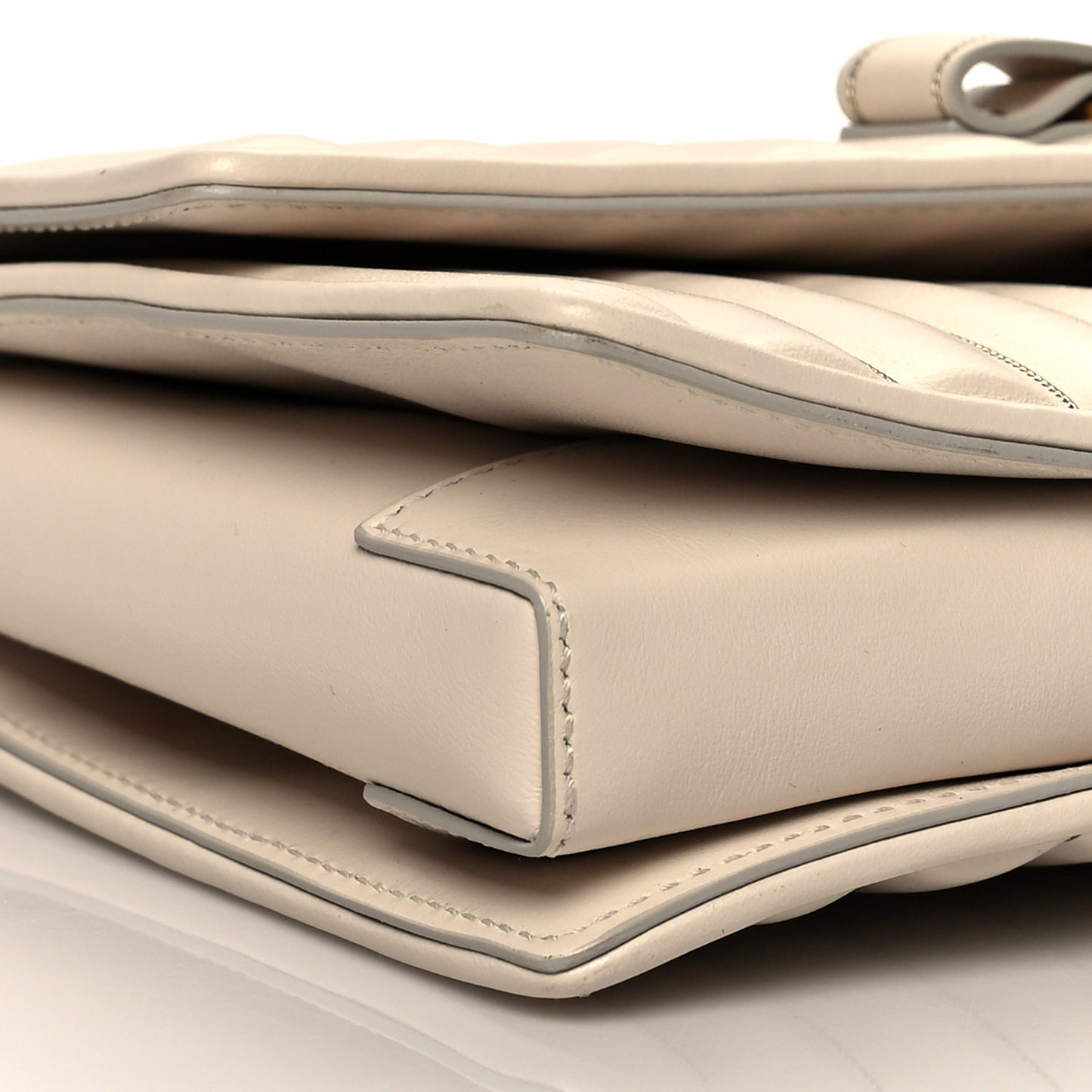 Nappa Vertical Quilted Ginny Shoulder Bag White