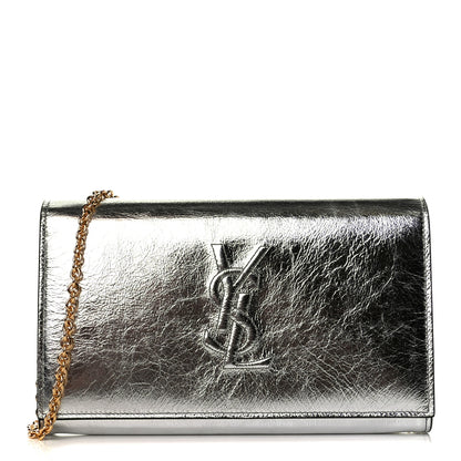 Saint Laurent Metallic Calfskin Monogram Belle de Jour Chain Clutch Silver 1 of 4