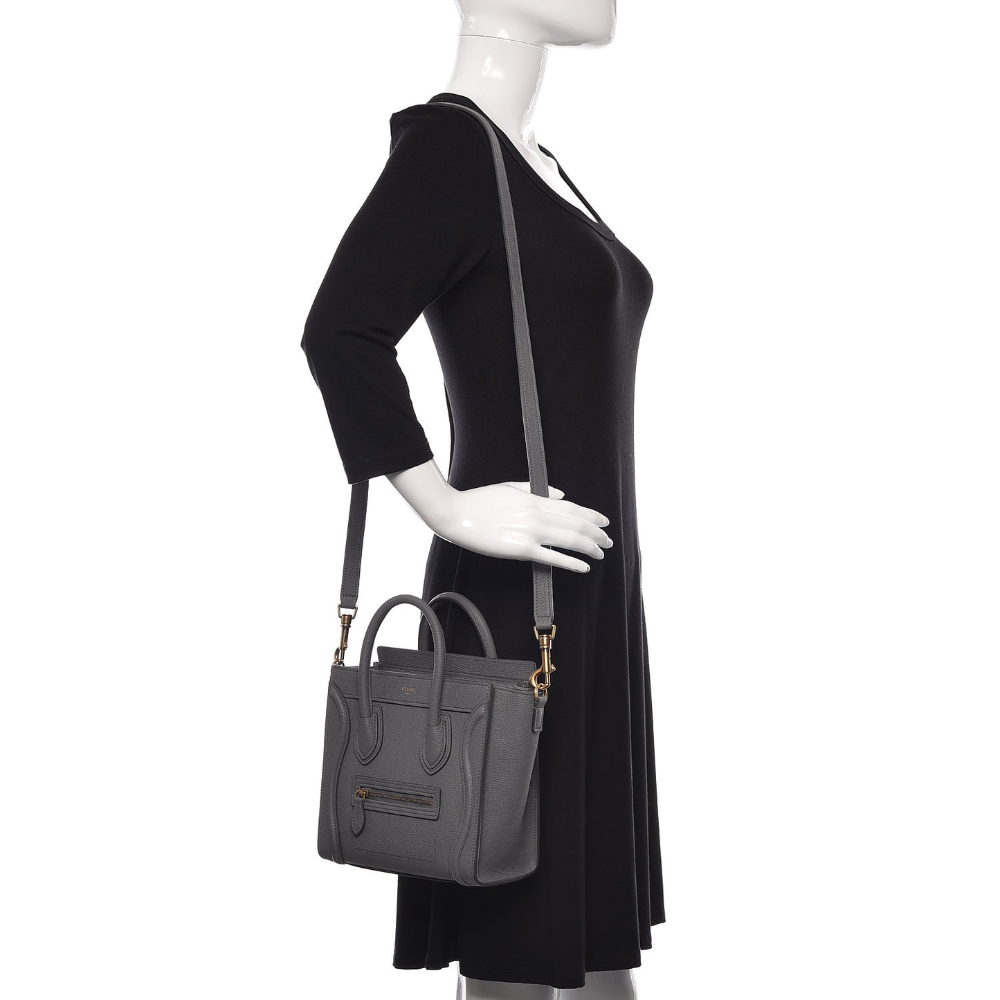Baby Drummed Calfskin Nano Luggage Kohl
