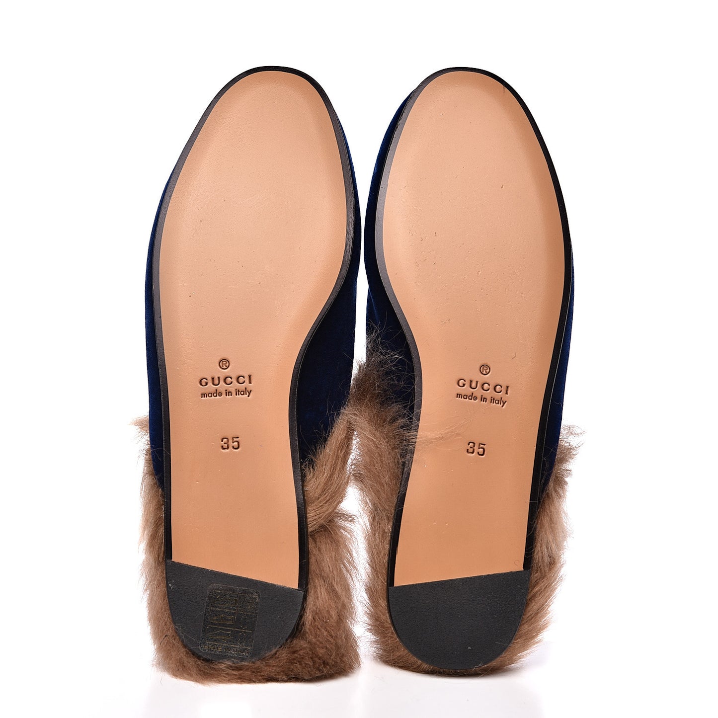 Velvet Fur Womens Princetown Slippers 35 Cobalt Blue