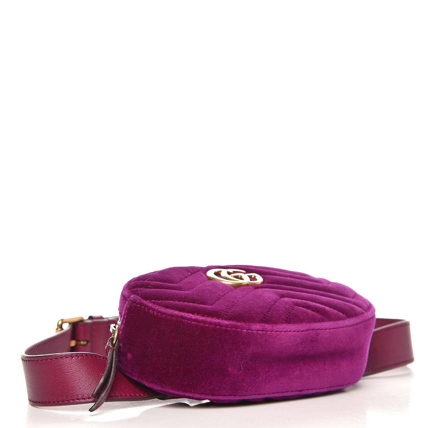 Gucci Velvet Matelasse GG Marmont Belt Bag 85 34 Fuchsia Violet Cyclamen 4 of 9